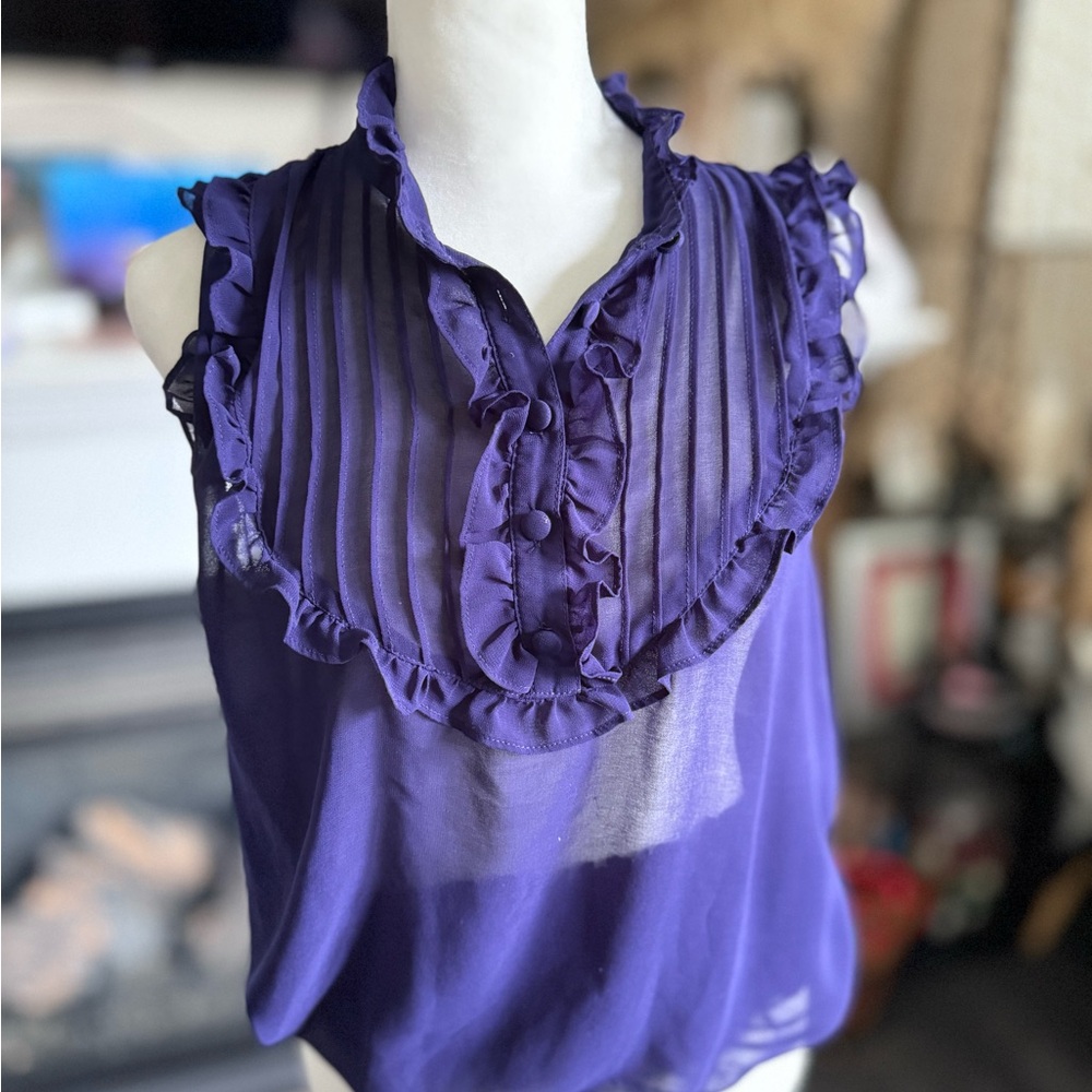 Forever 21 Sheer Purple Ruffled Blouse